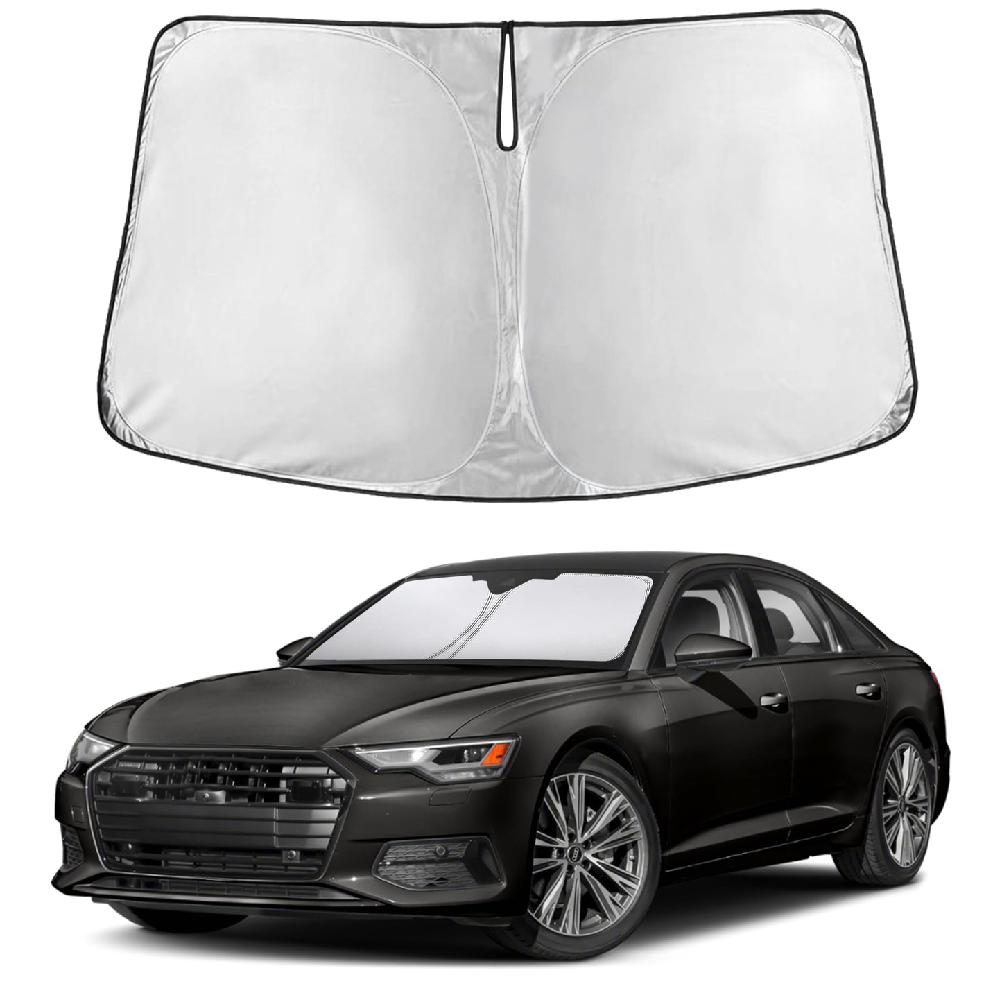 EcoNour Car Windshield Sunshade | Blocks 99% Heat & Keeps Interior Cool | Universal Fits Cars, SUVs, Trucks | Automotive Sun Screen, Visor & Car Accessories for Summer | Medium (64x32 Inches)