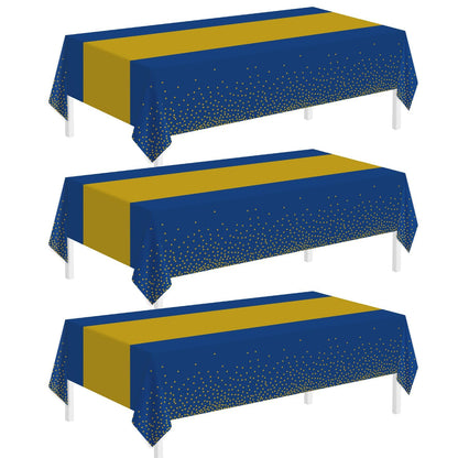 Childom 3 Pack Graduation Tablecloth,Graduation Decorations Class of 2026 Graduation Party Decorations,54"x108" Black and Gold Plastic Table Cloth Disposable Rectangle for Home,School,Party Supplies