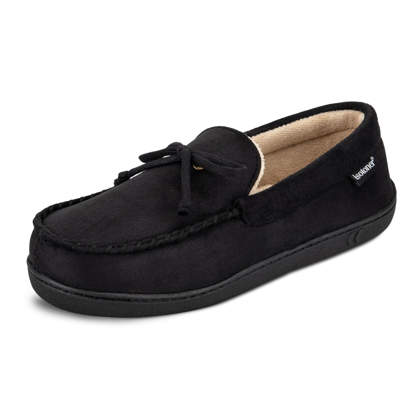 isotoner Men's Slip-on Indoor/Outdoor Microsuede Memory Foam Comfort Moccasin Slippers