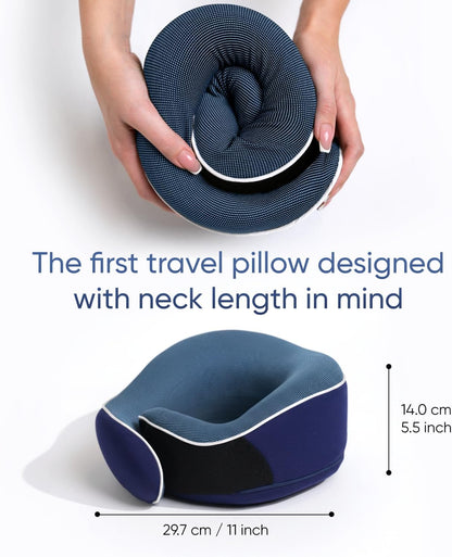 Proglobe Orthopädisches Nackenkissen Reise-Nackenkissen für Flugzeuge, Memory Foam Kit, aktualisiertes Ruhematerial, Flugreise-Set mit 3D-konturierter Augenmaske, Ohrstöpseln und luxuriösem Netzbeutel (Grau)