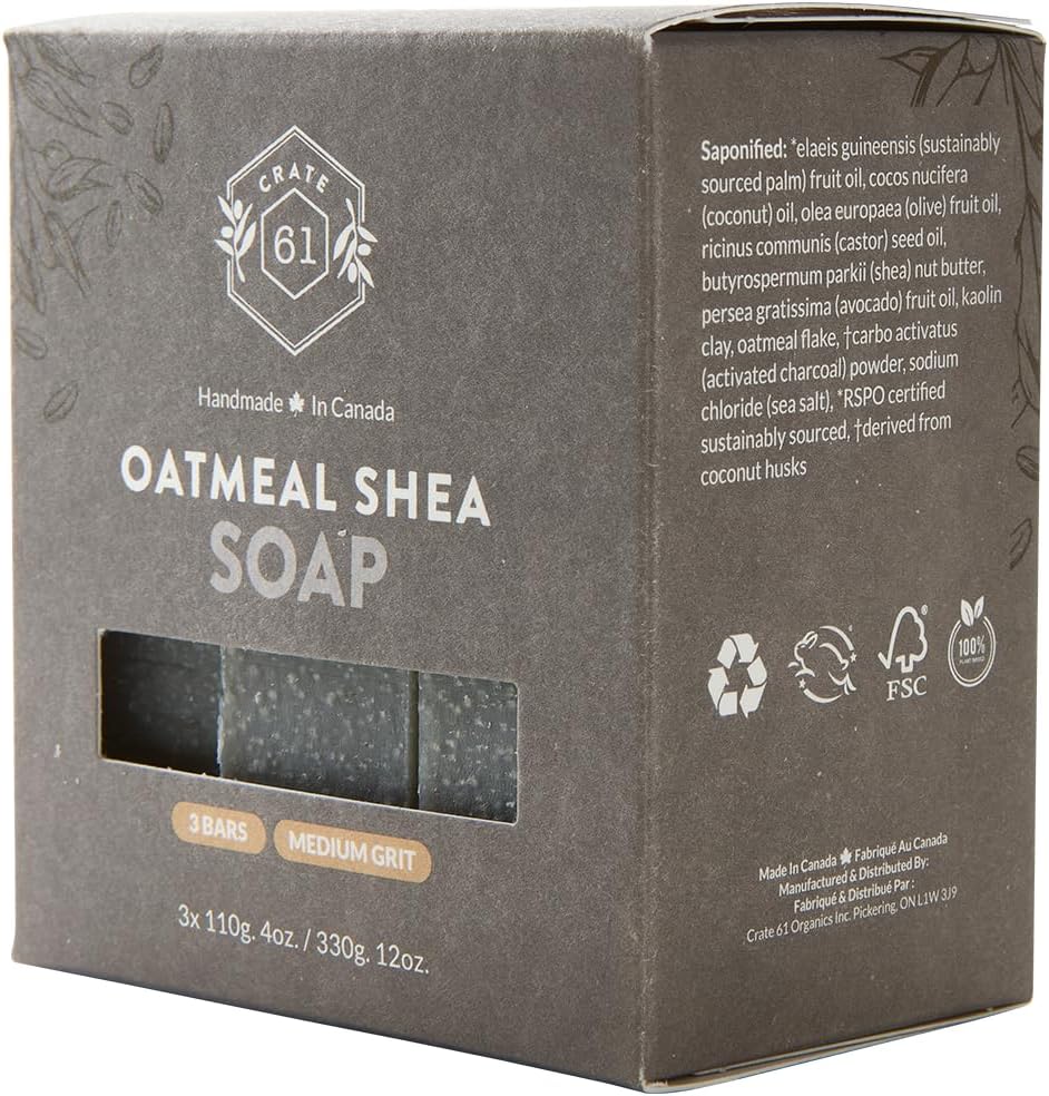 CRATE 61 ORGANICS Vegane Naturseife, handgemachte Seife mit hochwertigen ätherischen Ölen, kaltgepresst für Gesicht und Körper für Männer und Frauen, 3er-Pack (4 oz, Riegel) (Eucamint)