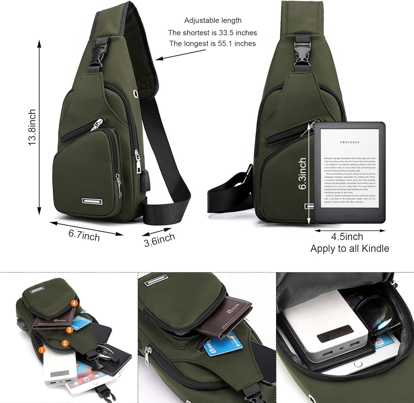 Wasserdichte Sling Bag Umhängetasche für Herren Damen Sling Rucksack Wanderrucksack Mehrzweck Cross Body Brusttasche
