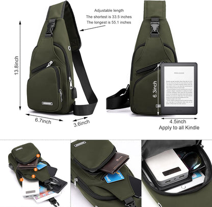Wasserdichte Sling Bag Umhängetasche für Herren Damen Sling Rucksack Wanderrucksack Mehrzweck Cross Body Brusttasche