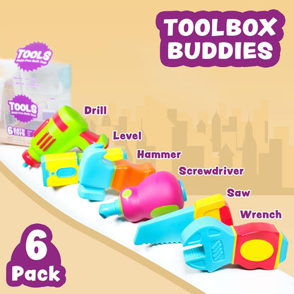 Tub Works® Construction™ Trucks Schimmelfreies Badespielzeug, 6er-Pack | Versiegeltes Design ohne Löcher hält Feuchtigkeit fern | Weich, quetschbar und schwimmt auf dem Wasser | Baby- und Kleinkind-Badespielzeug | Kinderauto-Spielzeug