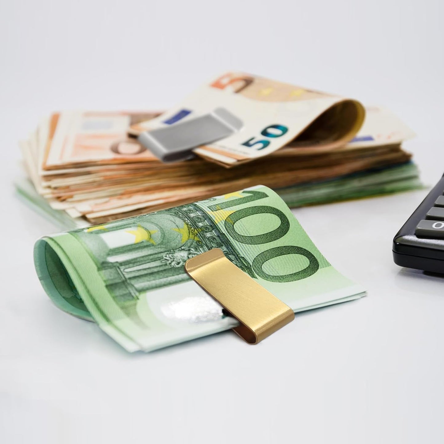 2 PCS Stainless Steel Slim Money Clips Sturdy Cash Receipt Note Clip Credit Card Wallet Bill Holders for Men and Women - Silver and Gold