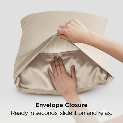 Bedsure Satin-Kissenbezug, Queen-Size, 2er-Pack, Seidenkissenbezügen ähnlich, seidige Kissenhüllen mit Hotelverschluss, Raumdeko, Valentinsgeschenke für Frauen und Männer, Grau, 50x75 cm