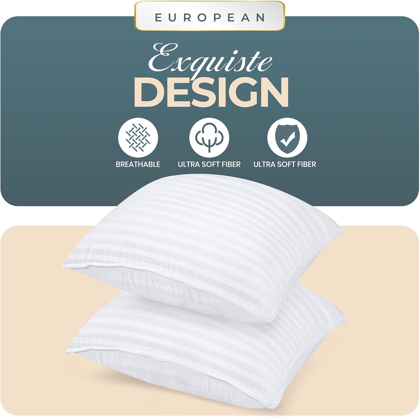 Utopia Bedding Bed Pillows for Sleeping European Size, Set of 2, Cooling Hotel Quality, for Back, Stomach or Side Sleepers