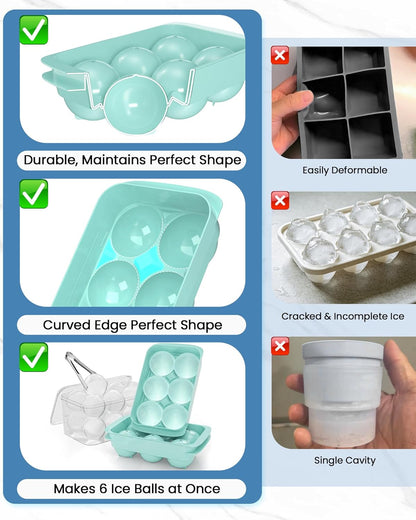 Large Ice Cube Tray for Freezer - 2 Pack Stackable Round Ice Cube Molds Set