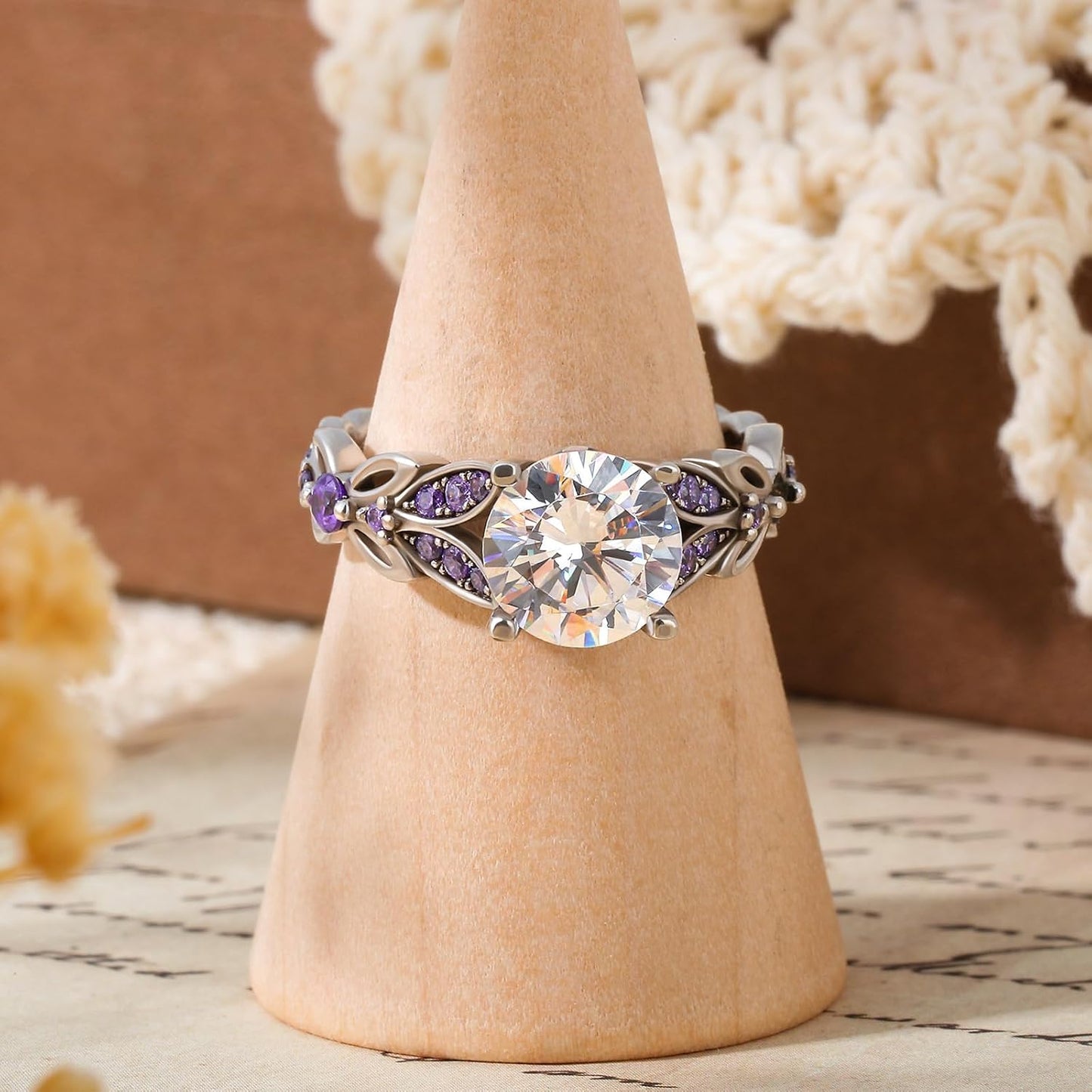 4.3 Carat Butterfly Ring 925 Sterling Silvers Crystal Ring Topaz Rings Bridal Rings Set for Women Wedding Engagement Promise With Jewelry Box