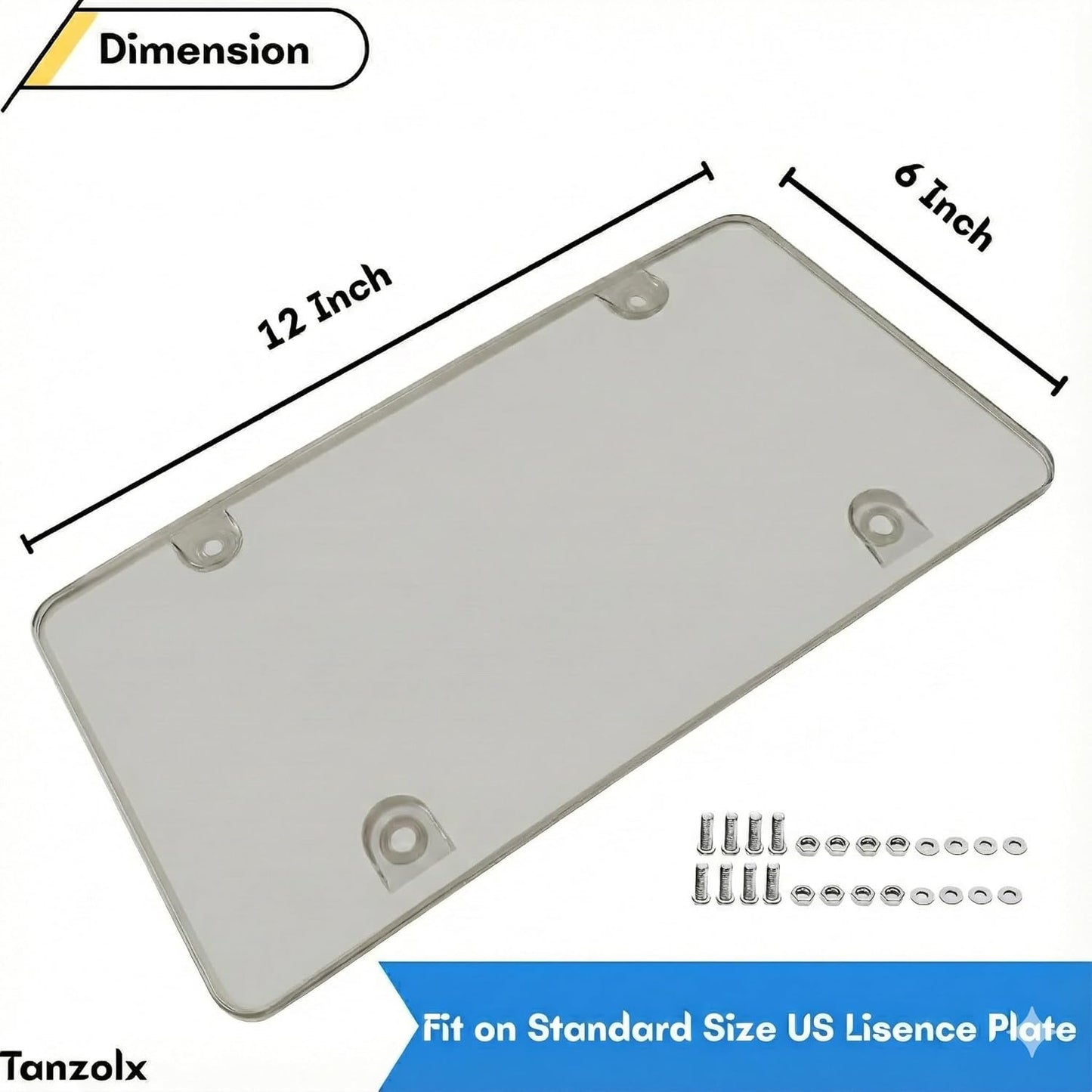 2-Pack Clear License Plate Cover, Unbreakable Bubble Shield for US/Canada Car Tag, UV Protection, Heavy Duty License Plate Protector, Universal Fit (Screws Included)