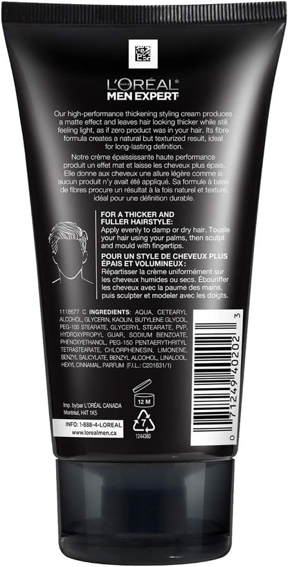 L'Oréal Paris Men Expert Sculpting Paste, Haar-Paste für Männer, Formel für extra starken Halt mit mattem Finish für jeden gepflegten Stil, 110 g, 1er-Pack