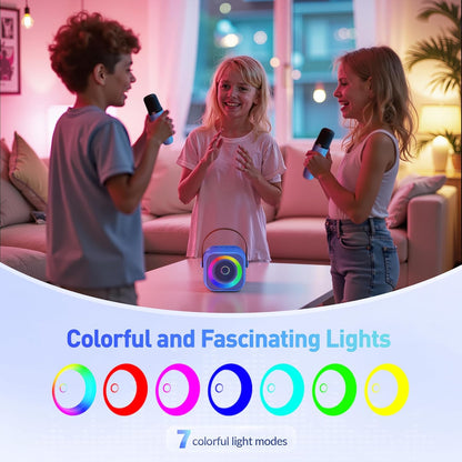 Mini Karaoke Machine for Kids Adults, Portable Bluetooth Speaker with 2 Wireless Microphone, Birthday Gifts for Girls Boys Ages 4, 5, 6, 7, 8, 9, 10, 12+ Years Old (Pinkcolor)