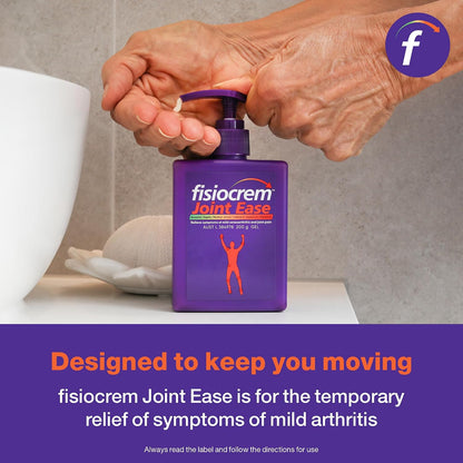 Fisiocrem Joint Ease – Temporary Relief for Mild Arthritis & Mild Osteoarthritis Symptoms, Non-Greasy, Easily Absorbed Gel with Arnica, Boswellia & Menthol, Supports Joint Mobility & Comfort (100g)