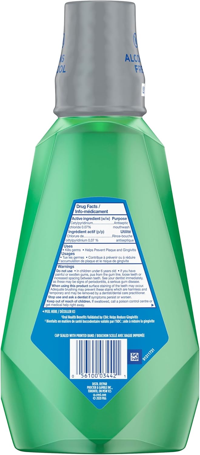 Crest Pro-Health Multi-Protection Mundspülung alkoholfrei, frischer Minzgeschmack, erfrischt den Atem mit 12 Stunden Atemschutz, 1L