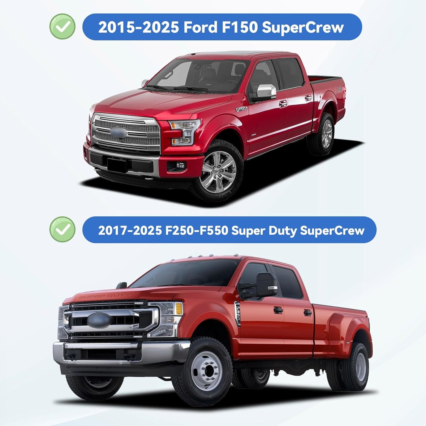 Window Visors Rain Guards for 2015-2026 Ford F150 SuperCrew & 2017-2026 F-150 Raptor F250 F350 F450 F550 Super Duty Crew Cab, Out-Channel Window Vent Deflectors Visors Shades Protectors
