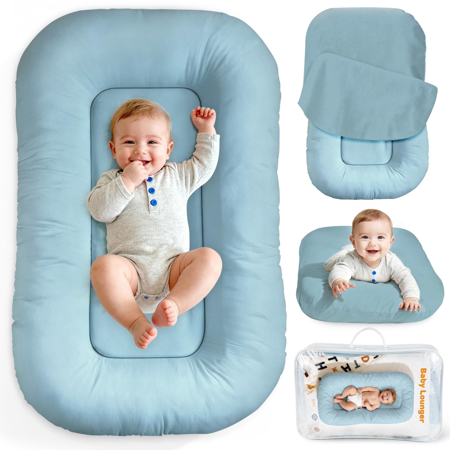 Baby Lounger & Snuggle Nest for Newborn 0-24 Months, Baby Nest Supervised Breathable Cotton for Newborn, Breathable Portable Infant Lounnger for Travel and Home, Pink (Lounger Cover Included)