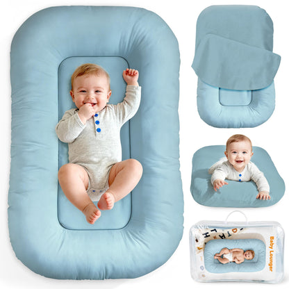 Baby Lounger & Nest for Newborn 0-24 Months, Baby Nest Supervised Breathable Cotton for Newborn, Newborn Essentials Gifts, Breathable Portable Infant Lounnger for Travel and Home(Cream White)