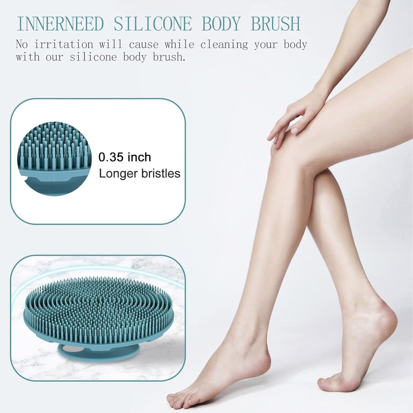 INNERNEED Duschbürste aus weichem Silikon in Lebensmittelqualität, Hand-Körperbürste zur Hautreinigung, sanftes Peeling, gute Schaumbildung (Schwarz)