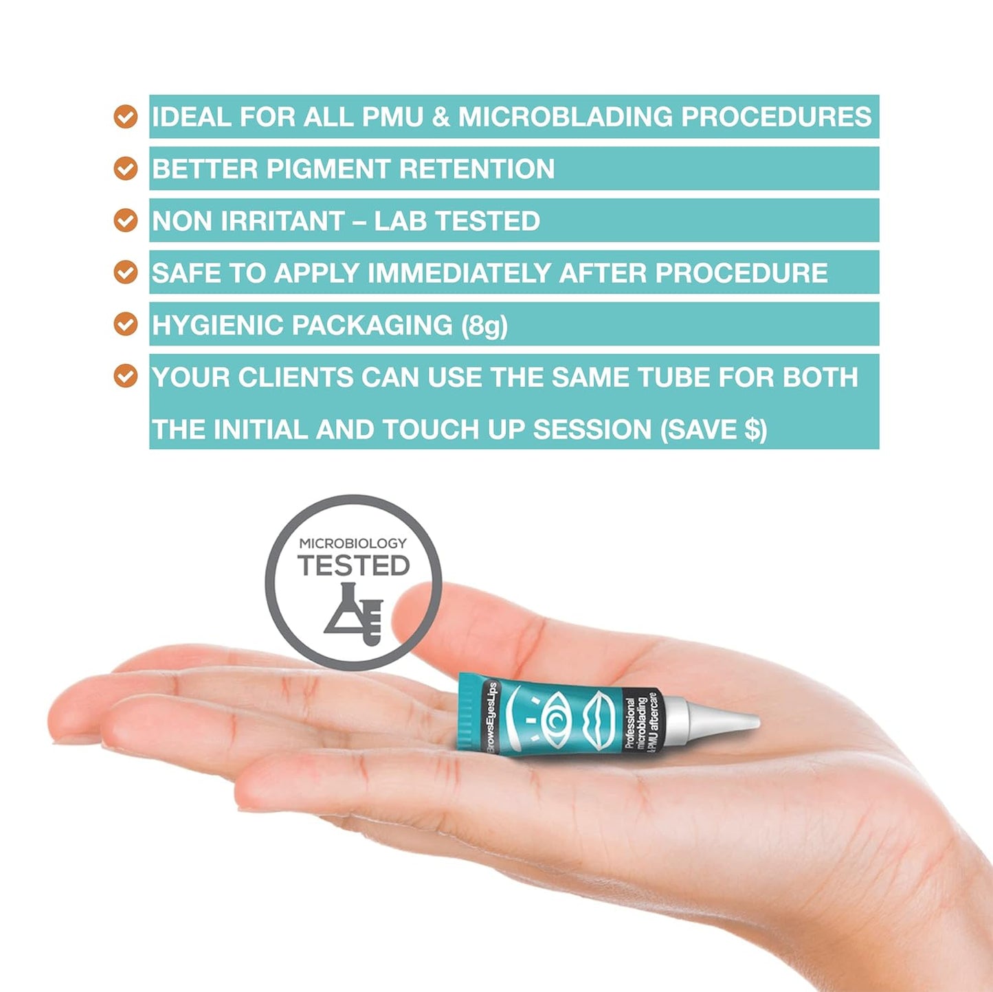 Microblading Aftercare - (Box of 25) for PMU and Tattoo Aftercare - Brows Eyes Lips Ointment. Not Tested on Animals. Petroleum and Paraben Free