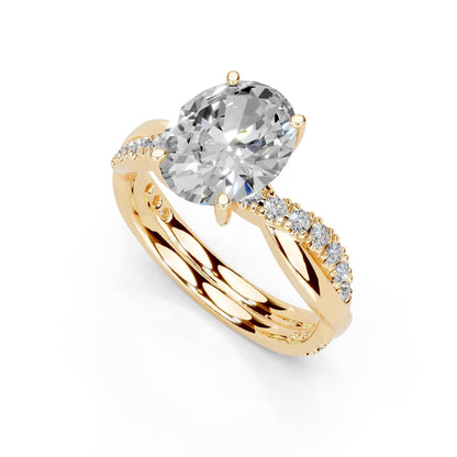 Oval Cut Lab Grown Diamond IGI Certified 4 Prong Fancy Engagement Ring in 14K Gold, Platinium for Women (1.0-5.0 Ct, F-G Color, VS1-VS2 Clarity)