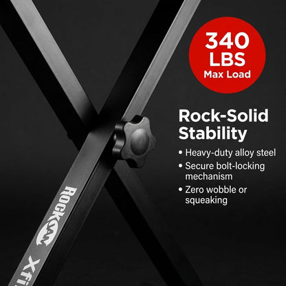 RockJam KB100 Verstellbare, gepolsterte Klavierbank, X-Stil, Schwarz