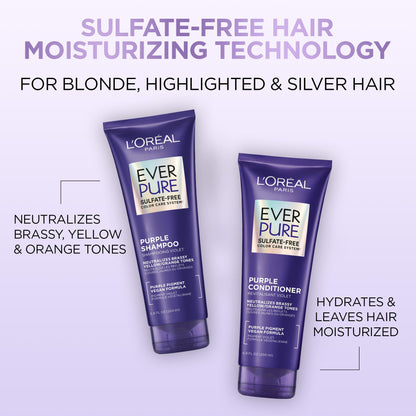 EverPure Sulfate-Free Lila Shampoo zur Nuancierung von blondem, gebleichtem, braun gefärbtem, silbernem und grauem Haar, mit violetten Pigmenten, 200 ml