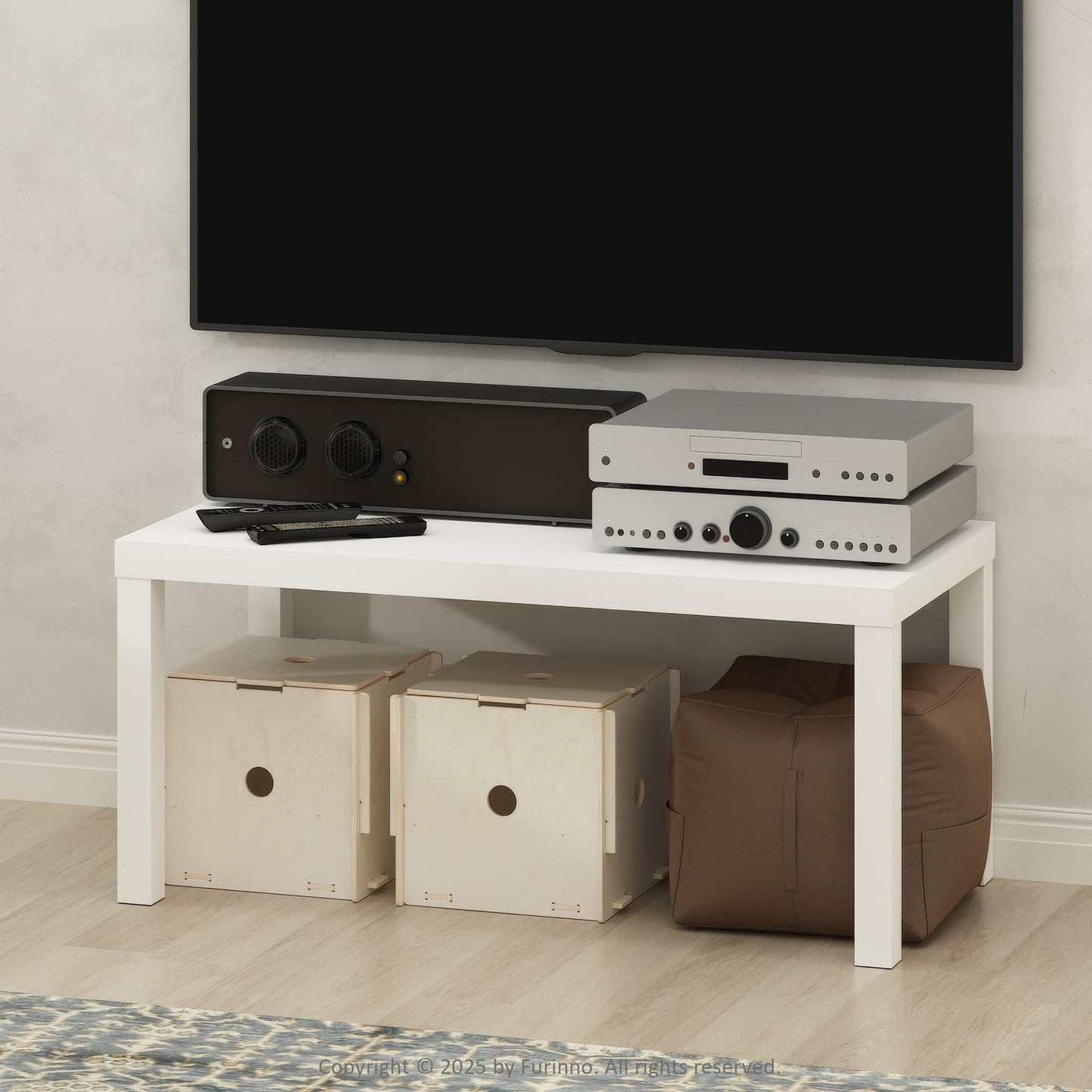 Furinno TOMI TV Stand, 5-Cube Entertainment Center with Open Shelf, Reversible TV Console, for Living Room, Bedroom, Home Office, Green
