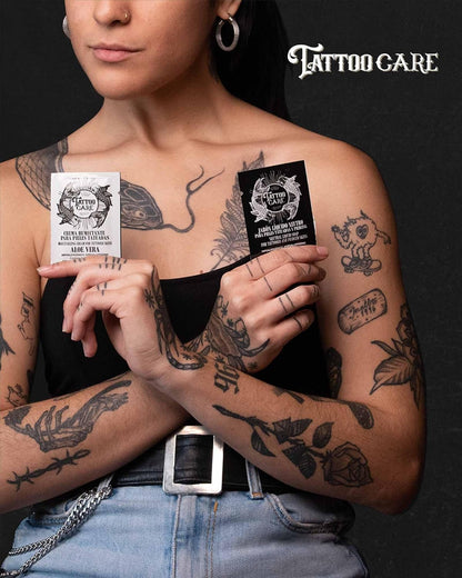 Tattoo Aftercare Kit - Cream and Soap (50-Pack), Brightening Formula for Tattoo Artists & Travel - Ink Hydration Tattoo Lotion Pillow Packs