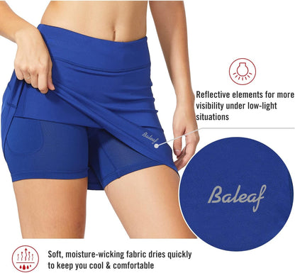 baleaf Damen Tennis Golf Röcke Skorts mit Shorts Laufsport Stretch Athletic mit Innentaschen