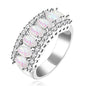 Uloveido Women's Gold Plated 7 Stones Eternity Band Ring Half Moon Design Wedding Bands with Oval CZ J501