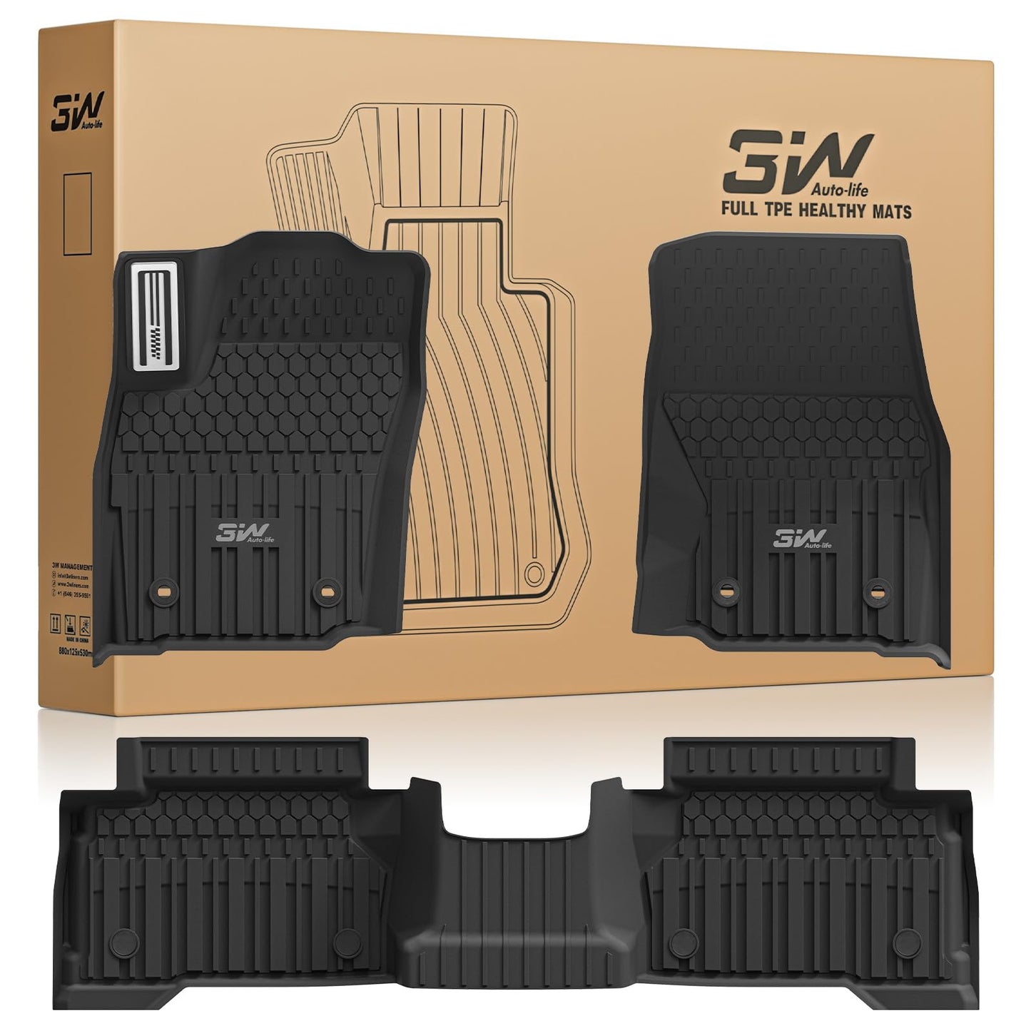 3W Floor Mats for Toyota Tacoma 2024 2025 2026 Double Cab Auto Tran(Not Fit Hybrid & XtraCab), TPE All Weather Custom Fit Floor Liner for Tacoma TRD/SR/SR5/limited Car Liners.