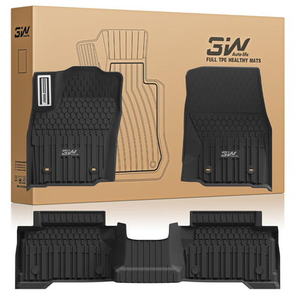 3W Floor Mats for Toyota Tacoma 2024 2025 2026 Double Cab Auto Tran(Not Fit Hybrid & XtraCab), TPE All Weather Custom Fit Floor Liner for Tacoma TRD/SR/SR5/limited Car Liners.