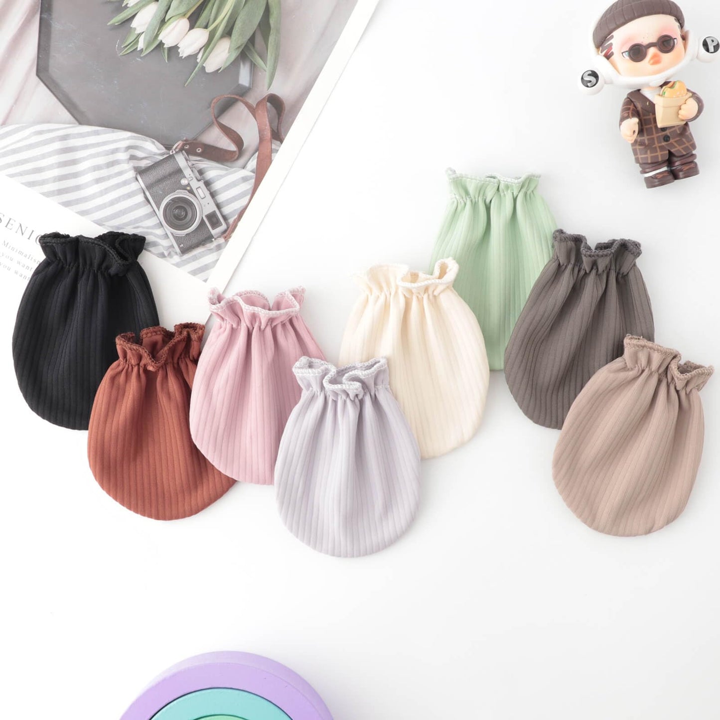 BQUBO Baby Fäustlinge Kratzschutz Handschuhe aus Baumwolle mit elastischem Bündchen Hypoallergen für Neugeborene und Babys von 0-6 Monaten Jungen und Mädchen