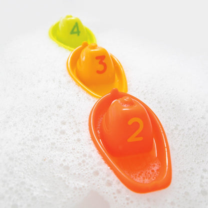 Battat – 10 Stapelboote für die Badewanne – nummerierte und stapelbare Badespielzeuge – schwimmende Spielzeuge für Badewanne, Pool,, Strand – Lernspielzeuge – 6+ Monate