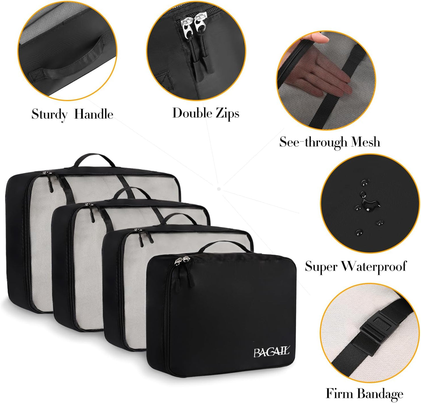 BAGAIL 8er Set Packwürfel Gepäckorganizer für Reisezubehör
