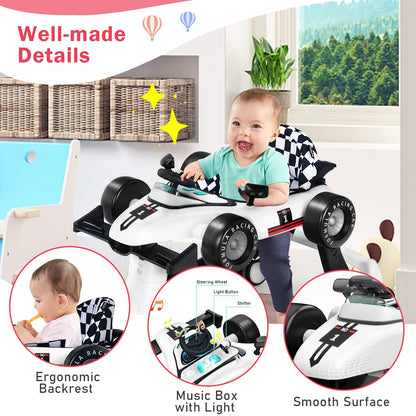 BABY JOY 4-in-1 Baby Walker, Foldable Activity Walker with Adjustable Height & Speed, Music, Lights, Anti-Rollover, Toddler Push Walker, Baby Walker with Wheels for Boys Girls 6-18 Months (Pink)
