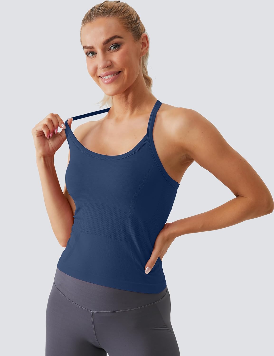 MathCat Workout Tank Tops für Damen mit integriertem BH, ärmellose Gym Tops Nahtlose Racerback Athletic Yoga Shirts