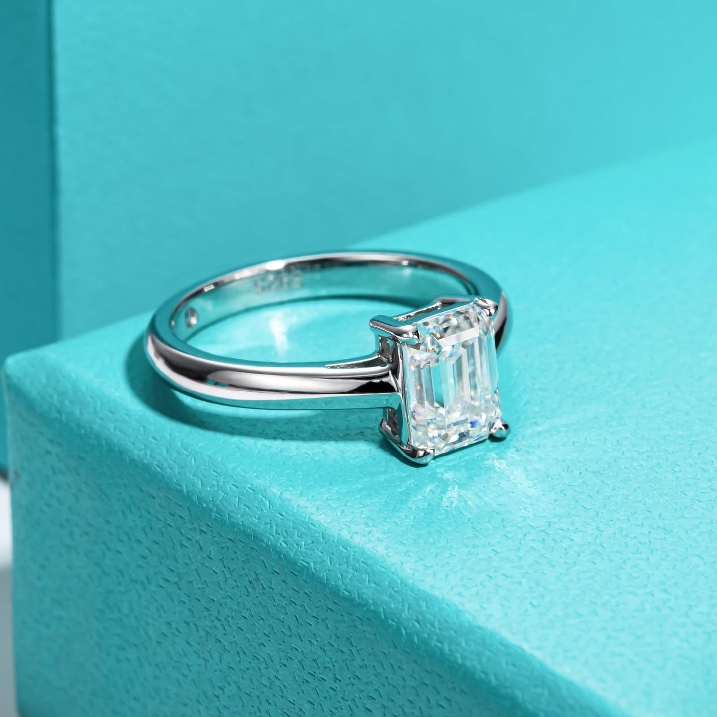 AnuClub Cushion/Emerald/Pear Moissanite Engagement Ring, D Color 925 Sterling Silver, Eternity Wedding Promise Anniversary Band Rings for Women