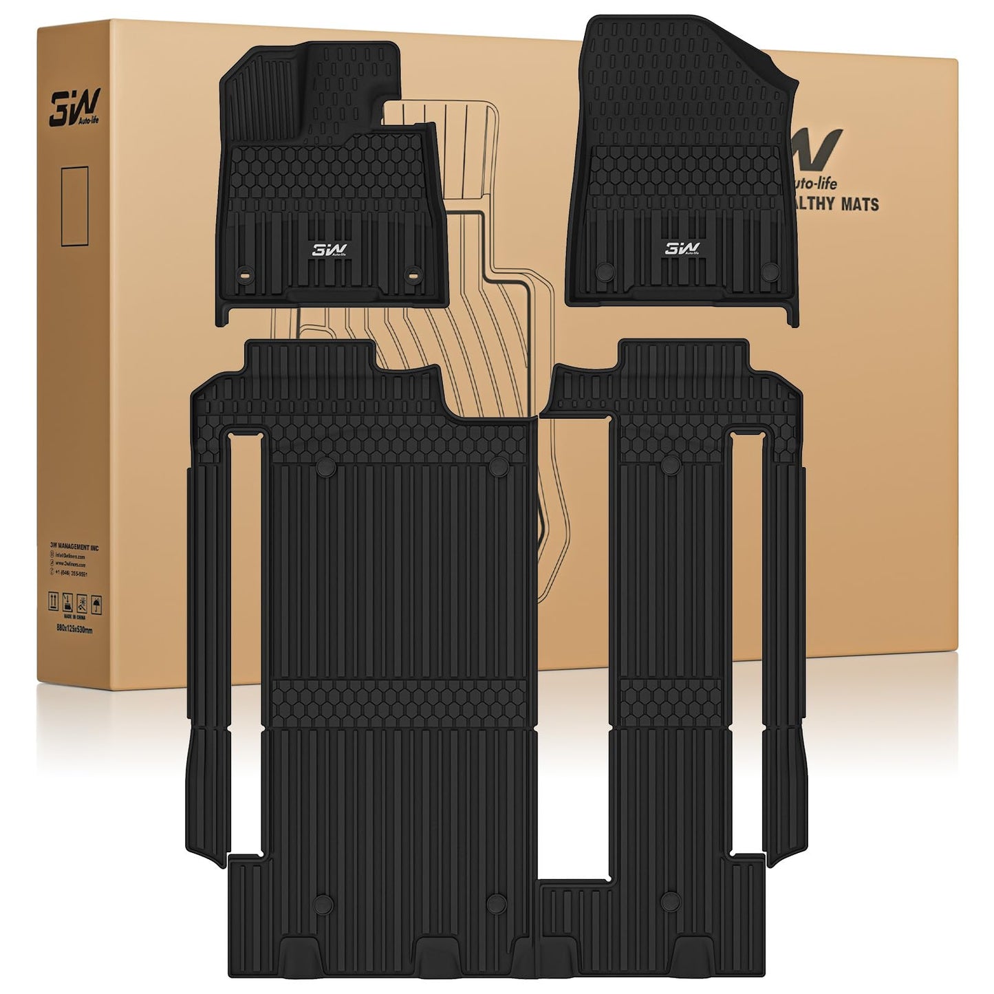 3W Floor Mats for Toyota Tacoma 2024 2025 2026 Double Cab Auto Tran(Not Fit Hybrid & XtraCab), TPE All Weather Custom Fit Floor Liner for Tacoma TRD/SR/SR5/limited Car Liners.