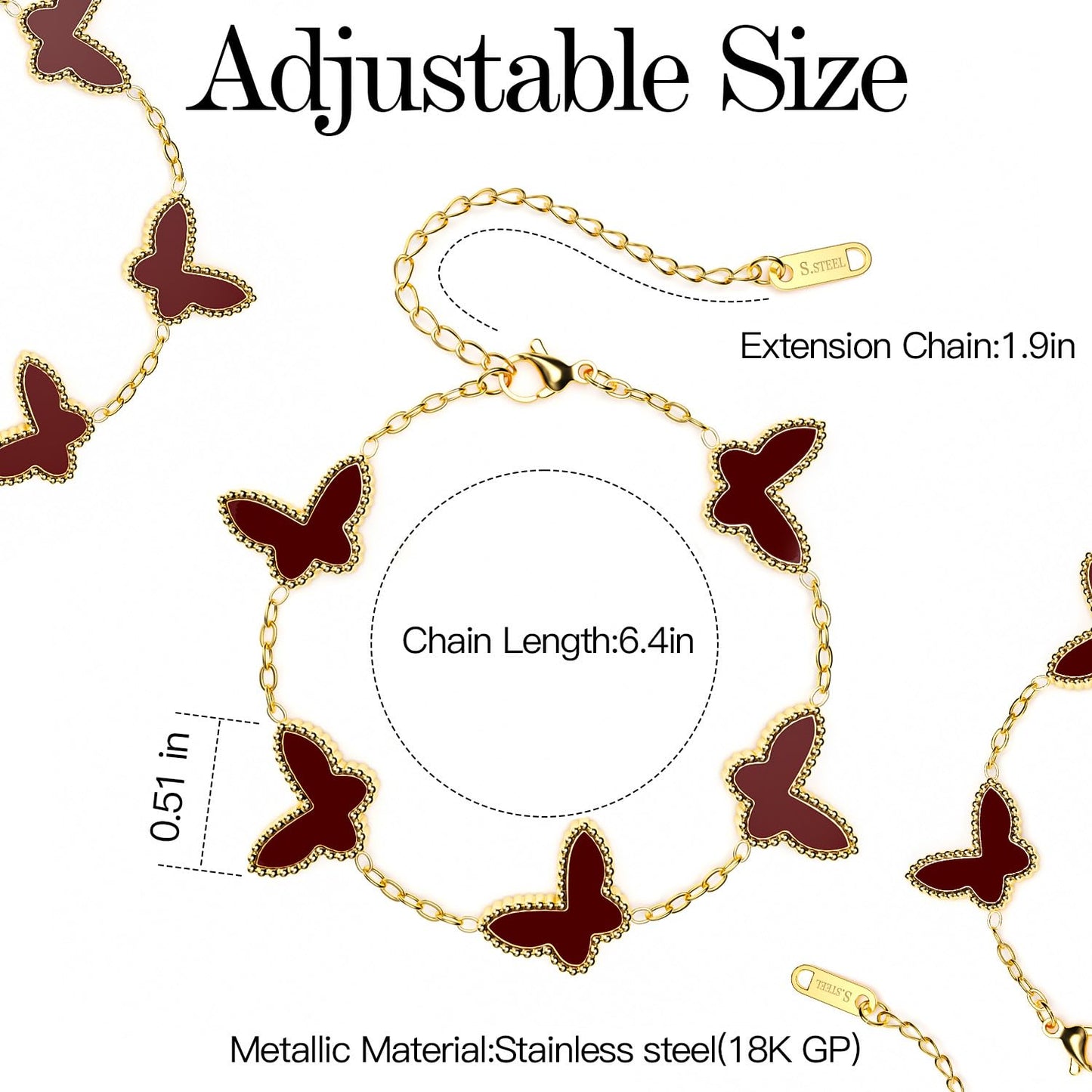 AICase 18K Gold Plated Clover Bracelet Dupes Gold/White/Black Bracelet Set for Women Flower Leaf Lucky Clover Bracelets Trendy Jewelry Birthday Gifts for Women/MoM/Friends