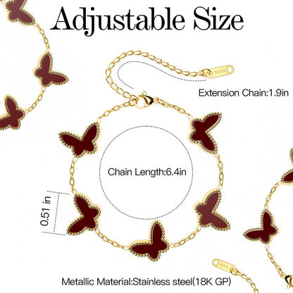 AICase 18K Gold Plated Clover Bracelet Dupes Gold/White/Black Bracelet Set for Women Flower Leaf Lucky Clover Bracelets Trendy Jewelry Birthday Gifts for Women/MoM/Friends