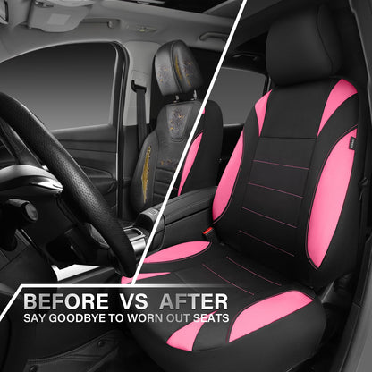 CAR Pass Neoprene Waterproof Two Front Car Seat Covers Set- Universal Fit for Vehicles, Airbag Compatiable(Black)