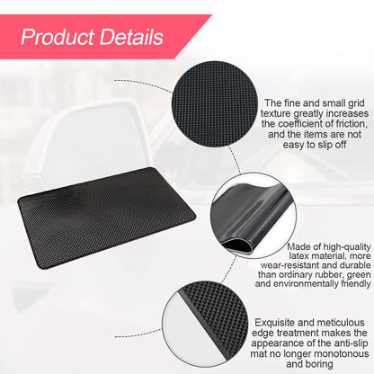 Auto-Armaturenbrett-Anti-Rutsch-Gummipad, 27 x 15 cm Universal rutschfeste Auto-Magic-Armaturenbrett-Haftmatte für Handys, Sonnenbrillen, Schlüssel, elektronische Geräte und mehr (Schwarz/Gitter)