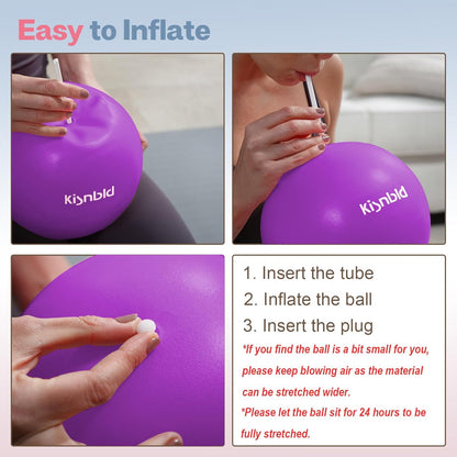 kisnbld Kleiner Gymnastikball, 9 Zoll Mini Pilates Ball, Anti-Burst und Rutschfester Mini Yoga Ball für Stabilität, Fitness, Physiotherapie, Dehnung und Rumpfkrafttraining zu Hause, im Fitnessstudio und Büro