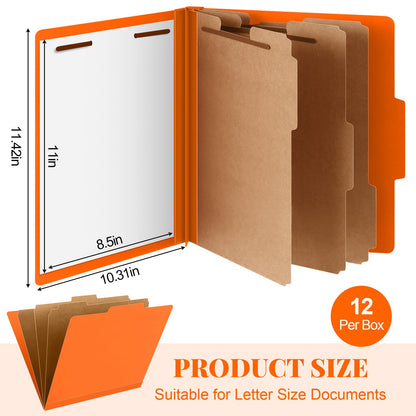 Skyygemm 24 Pcs Classification Folders Letter Size, 3 Divider Pressboard File Folder with Fasteners, Expanding File Organizer Bulk for School Teachers, Office Employee, Coworker, Staff (Yellow)
