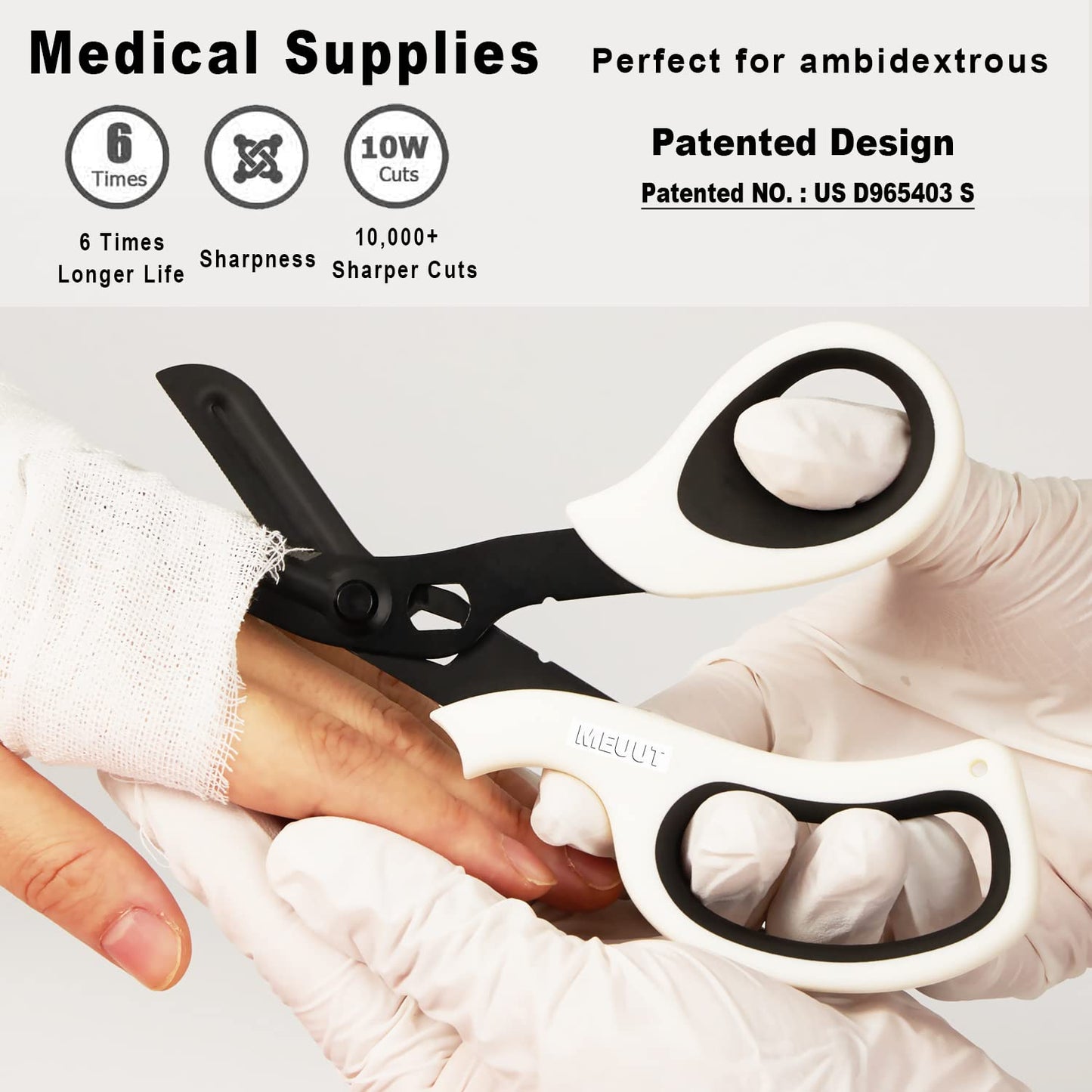 MEUUT 2 Pack Medical Scissors Trauma Shears for Left and Right Hand -Patented Bandage Scissors All Purpose with Non-Stick Blades, Surgical Grade Shears Stainless Steel EMT Scissors for Nurses EMT
