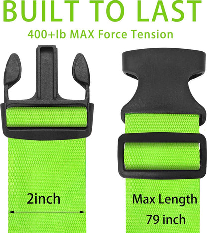 BILIONE 4er-Pack Gepäckgurte | 79 Zoll lange Gurte sichern den Koffer auf Reisen, TSA-zugelassenes Premium-Zubehör zum Anbringen einer zusätzlichen Tasche für den Reisegepäckverschluss (Blau+Orange+Grün+Pink)
