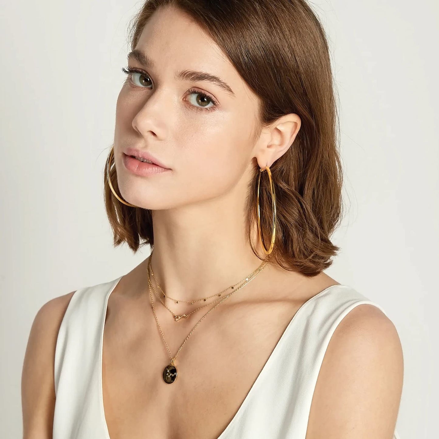 Große Gold Creolen für Frauen, Hypoallergene Dünne Gold Creolen, Sterling Silber Creolen für Damen, Extra Große, Mittelgroße, Große Creolen