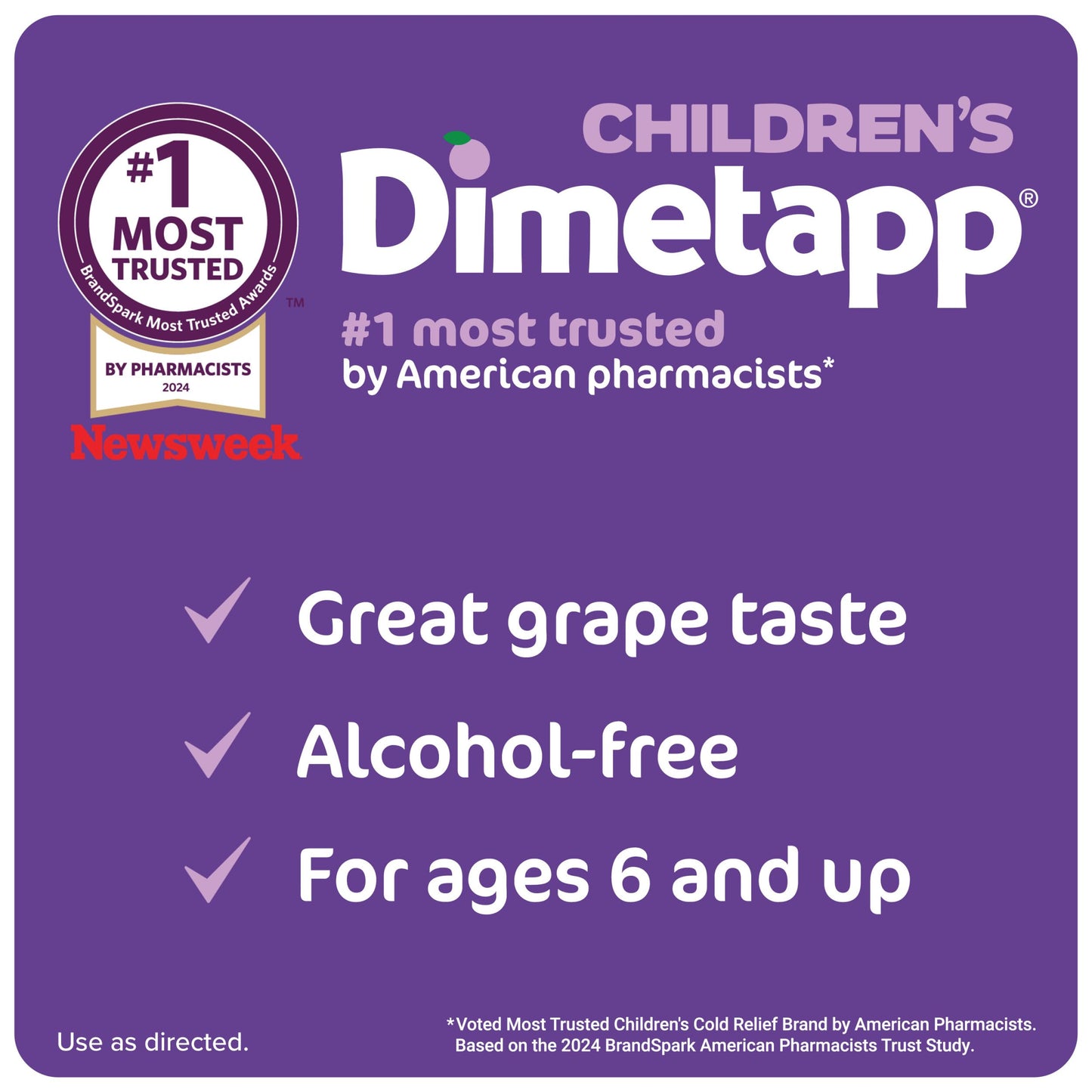 Children’s Dimetapp Cold & Allergy Liquid, Antihistamine Multi-Symptom Relief for Runny Nose, Sneezing, Itchy Throat & Watery Eyes, Grape Flavor, Phenylephrine-Free Cold Medicine, 8 fl oz (Pack of 12)