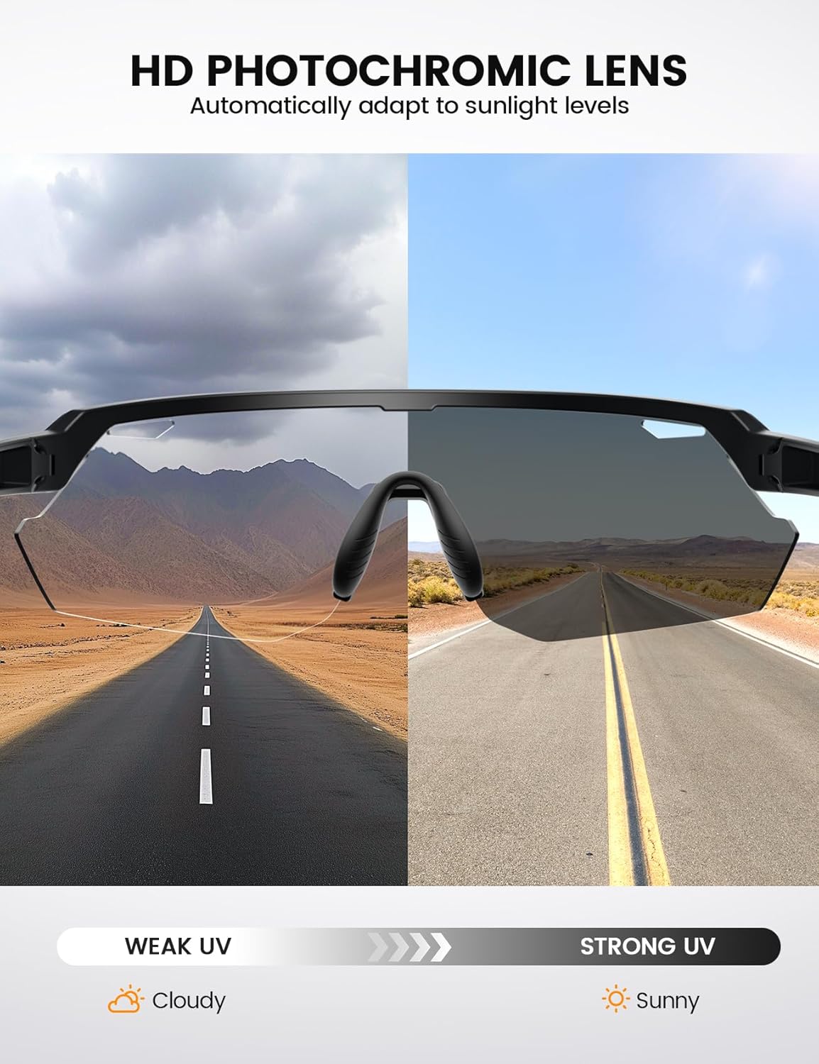 Lamicall Polarisierte Sportsonnenbrille Herren Damen, [24g Ultraleicht] Verstellbares Nasenpad Sportbrille für Fahrrad Wandern Laufen